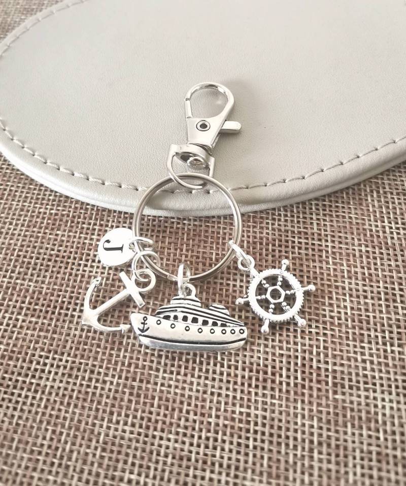 Kreuzfahrtschiff Geschenke, Schlüsselbund, Sailor Geschenk, Schiff Schlüsselring, Anker Rad Charme Herren Schlüsselanhänger von YouLoveYouShop