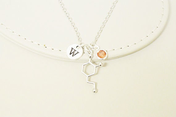 Molekül Halskette, Molekulare Dopamin Chemie Wissenschaftler Geschenk, Serotonin Charm Halskette von YouLoveYouShop