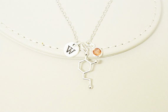Molekül Halskette, Molekulare Dopamin Chemie Wissenschaftler Geschenk, Serotonin Charm Halskette von YouLoveYouShop