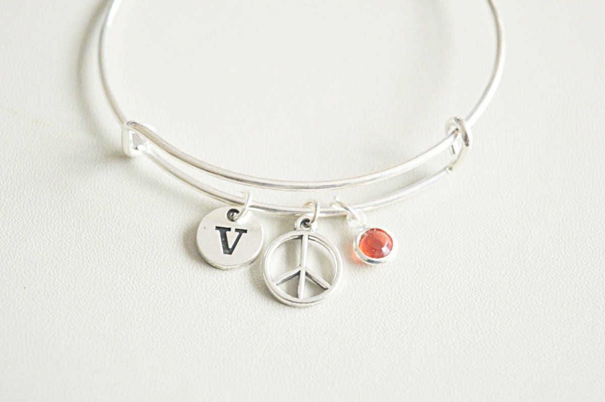 Peace Silber Armband, Hippie Boho Schmuck, Symbol 70Er, 80Er, Old School, Hippy von YouLoveYouShop