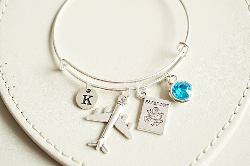 Reisegeschenk, Urlaubsarmband, Flugbegleiter Geschenk, Kabinenpersonal Flugzeug Und Reisepass, Umzug in Ein Anderes Land von YouLoveYouShop