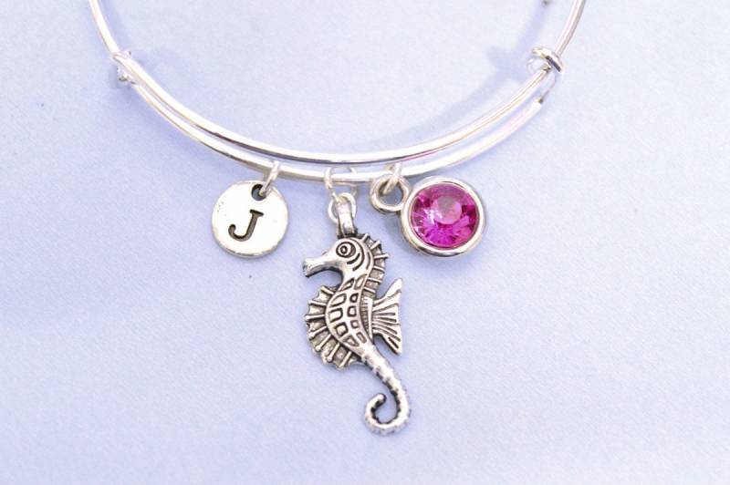 Seepferdchen Armband, Silber Charm Armreif, Wasser Meeresleben Ozean Schmuck, Strand Hochzeit Brautjungfer Geschenk von YouLoveYouShop