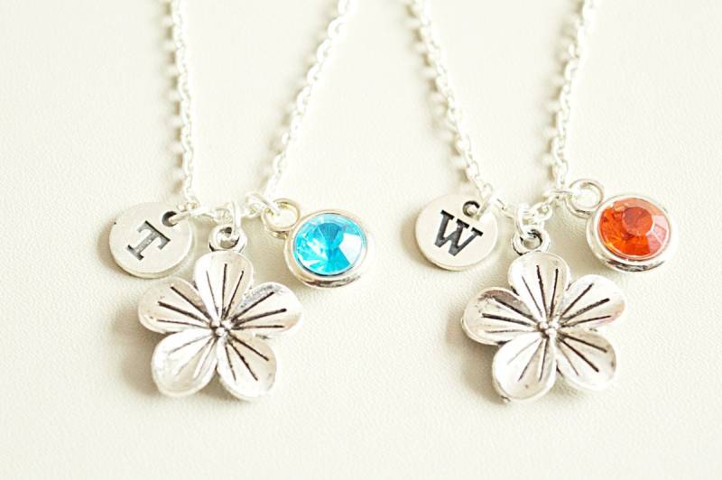 Set Von 2 Halsketten, Blumen Gänseblümchen Sonnenblumen Beste Freundin Schmuck, Bff Geschenke, Schwestern, Mama Tochter von YouLoveYouShop