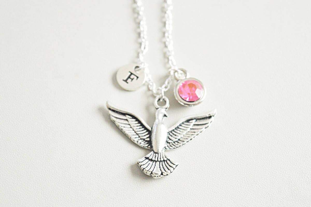 Taube Halskette, Schmuck, Vogel Halskette Für Freund, Handgestempelt Geschenk, Tier, Freiheit, Charm, Fliegender Vogel, Liebe von YouLoveYouShop