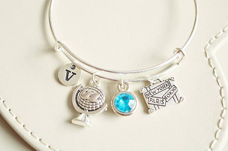 Traveler Armband, Liebe Reise Armreif, Schulabschluss Geschenk, Ausland Übersee, Verstellbarer Bettelarmband, Armreif von YouLoveYouShop