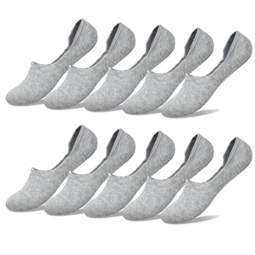 YouShow 10 Paar Baumwolle Sneaker Socken Herren Silikon Ballerina Grau 47-50 von YouShow