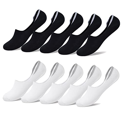 YouShow 10 Paar Sneaker Socken Damen Füsslinge Schwarz Weiß 35-38 von YouShow