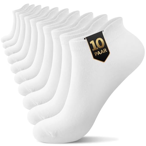 YouShow 10 Paar Sneaker Socken Damen Herren Kurze Halbsocken Baumwolle Socken Atmungsaktiv Knöchelsocken Kurze Sportsocken Weiß 47-50 von YouShow