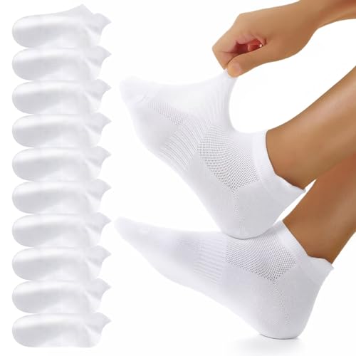 YouShow 10 Paar Sneaker Socken Herren Damen Kurz Sportsocken Atmungsaktive Baumwolle Laufsocken Weiß 47-50 von YouShow