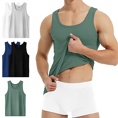 YouShow 5er Pack Tanktops Viele Farben 100% Baumwolle Herren Unterhemd Business Classic Lang Mehrfarbig 5XL von YouShow