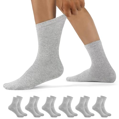 YouShow 6 Paar Diabetikersocken Damen Herren Komfortbund ohne Gummi Hochwertiger Baumwolle Diabetiker Socken Grau 35-38 von YouShow