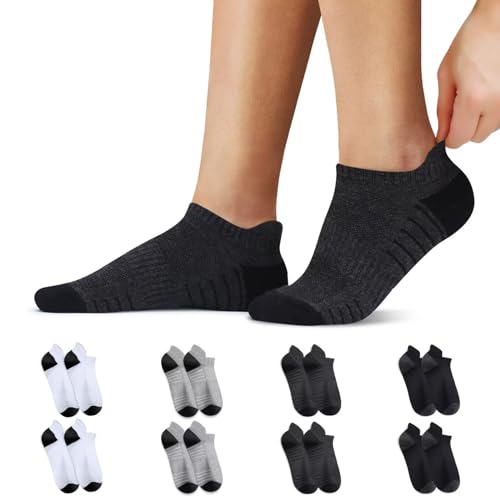 YouShow 8 Paar Sneaker Socken Mehrfarbig Herren Damen Atmungsaktive Sportsocken, Baumwolle Gepolsterte Kurz Halbsocken 4750 von YouShow