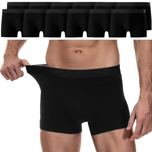 YouShow Boxershorts Herren Schwarz 12 Pack Baumwolle Unterhosen Männer Ohne Kratzenden Zettel Retroshorts Unterwäsche Boxer L von YouShow