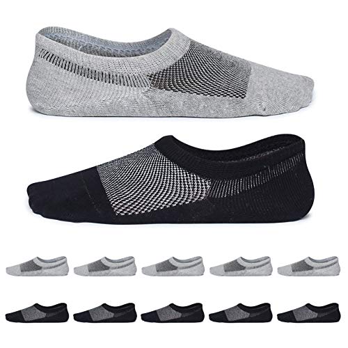 YouShow Damen Sneakersocken 10 Paar Herren Baumwolle Anti Rutsch Socken Grau 39-42 Sportsocken für Damen von YouShow