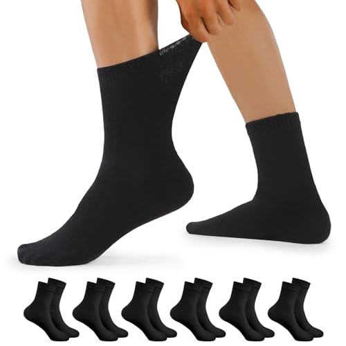 YouShow Diabetikersocken Herren Damen 6 Paar ohne Gummibund Komfortbund extra weit Baumwolle Diabetiker Socken Schwarz 39-42 von YouShow