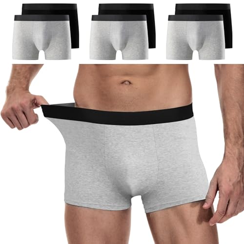 YouShow Herren Boxershorts 6er Pack Ohne Kratzenden Zettel Baumwolle Unterhosen Männer Retroshorts Unterwäsche Boxer Schwarz Grau 3XL von YouShow