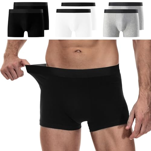 YouShow Herren Boxershorts Baumwolle 6 Pack Retroshorts Unterwäsche Boxer Ohne Kratzenden Zettel Unterhosen Männer Schwarz Weiß Grau M von YouShow