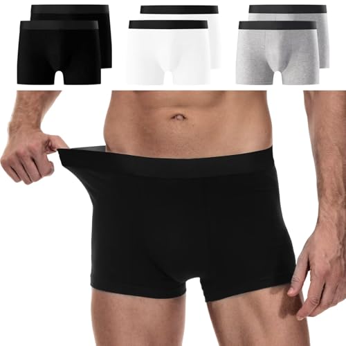 YouShow Herren Boxershorts Baumwolle 6 Pack Retroshorts Unterwäsche Boxer Ohne Kratzenden Zettel Unterhosen Männer Schwarz Weiß Grau S von YouShow