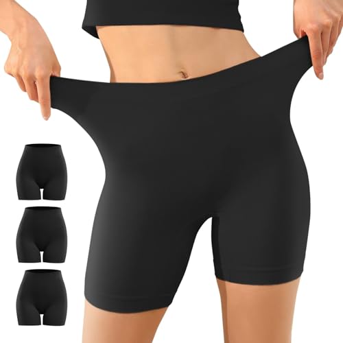 YouShow Radlerhose Damen Kurz Boxershorts Unter Kleid Rock Unterhosen mit Bein Anti Scheuern Kurz Leggings 3er Pack Schwarz M von YouShow