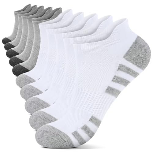 YouShow Sneaker Socken 39-42 Herren Gepolstert Atmungsaktive Weiß Grau 10 Paar von YouShow