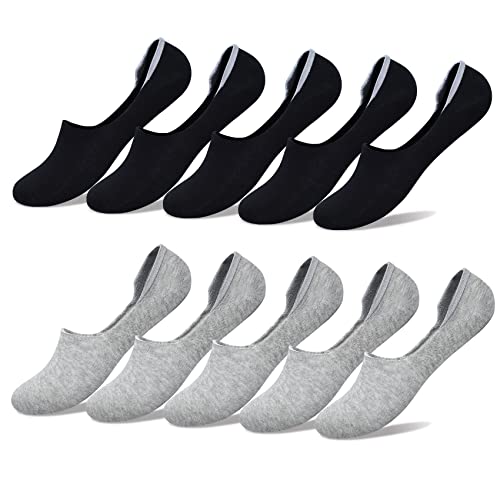 YouShow Sneaker Socken Damen 10 Paar Baumwolle Füsslinge Füßlinge Invisible Schwarz Grau 35-38 von YouShow