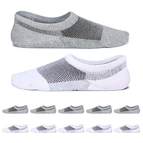 YouShow 10 Paar Sneaker Socken Damen Herren 35-38 Füßlinge Baumwolle Ballerina Weiß Grau Sportsocken für Damen von YouShow