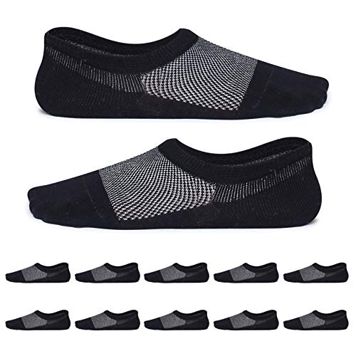 YouShow Sneaker Socken Damen 35-38 Schwarz Herren Füßlinge Unsichtbare 10 Paar Footies No Show Kurze Silikonpad Sportsocken für Damen von YouShow