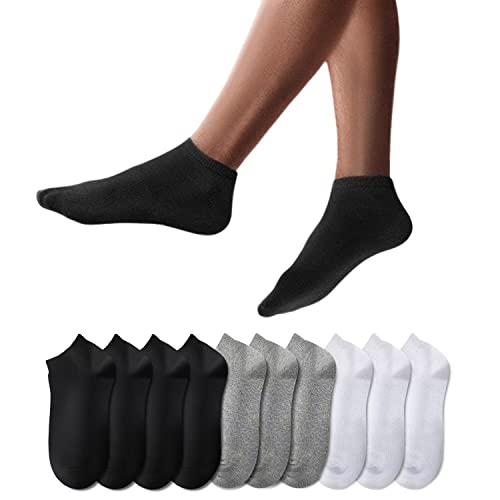 YouShow Sneaker Socken Herren Damen 10 Paar Kurze Halbsocken Quarter Baumwolle Unisex (47-50, Schwarz Weiß Grau) von YouShow
