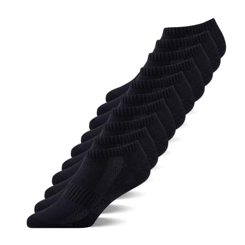 YouShow Sneaker Socken Herren Damen Kurze Sportsocken 10Paar Halbsocken Baumwolle Schwarz 35-38 von YouShow