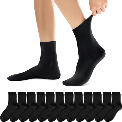 YouShow Socken Herren 35-38 Damen Schwarz Baumwolle Sportsocken für Herren 12 Paar Business Lange Atmungsaktive von YouShow