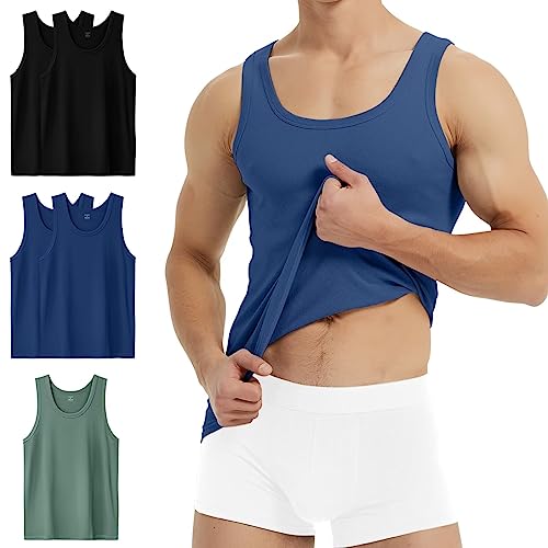 YouShow Sportunterhemden Herren Tank Top 5er Packs Feinripp Baumwolle Athletic T-Shirt 3XL Schwarz 2 Marine 2 Olive 1 von YouShow