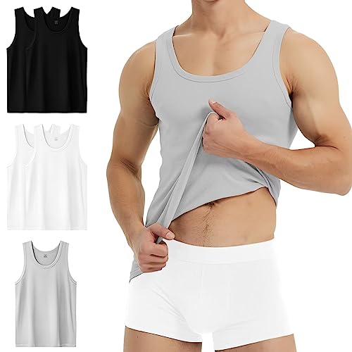 YouShow Tank Top Herren Unterhemd Männer 100% Hochwertige Baumwolle Gym 5er Pack Schwarz 2 Weiß 2 Grau 1 3XL von YouShow