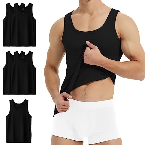 YouShow Unterhemd Herren Schwarz Tank Top Feinripp Baumwolle Sport Muskelshirts Sommer 5er Pack 3XL von YouShow