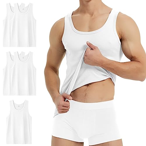 YouShow Unterhemd Herren Weiss Tank Top Gekämmte Baumwolle 5er Pack Business Classic ärmellos 3XL von YouShow