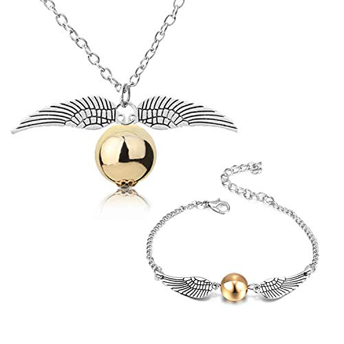 YouU 2 Stück Halskette Set Golden Snitch Halskette und Armbänder für Fans Geschenke Sammlung oder Dekorationen Magische Cosplay Kostüm mit Aufbewahrungsbox von YouU