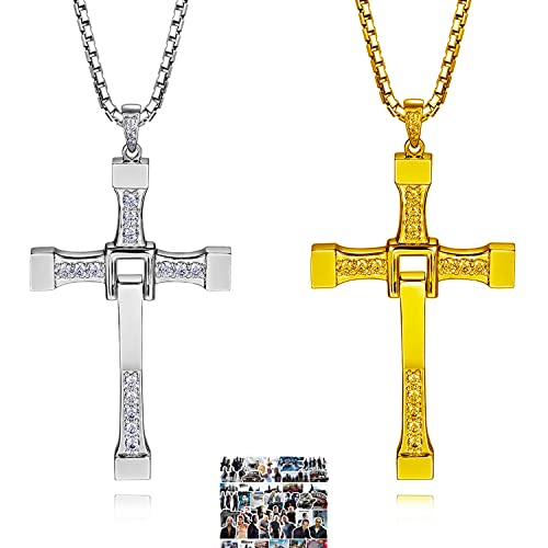 YouU Fs. & Furious Kreuz Kette Anhänger Halskette Aufkleber Set für Fans Cosplay Mode Schmuck Silber/Gold 22 Stück von YouU