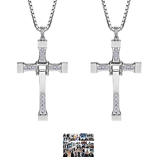 YouU 22 Stück F & Furious Kreuz Anhänger Halskette Silber Kristall Diamant Kreuz Halskette Aufkleber Set für Fans Cosplay Mode Schmuck von YouU