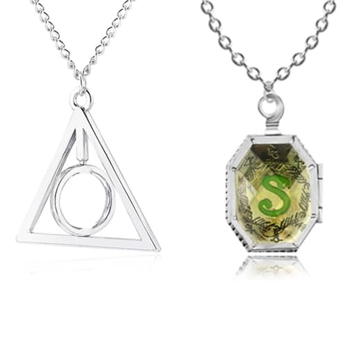 YouU 22 Stück Time Turner Dreieck Halskette Medaillon Horkrux Halskette Harry Sticker Set für Fans Cosplay Modeschmuck YouU 22 Stück Time Turner Dreieck Halskette Medaillon Horkrux Halskette Harry Sticker Set für Fans Cosplay Modeschmuck von YouU