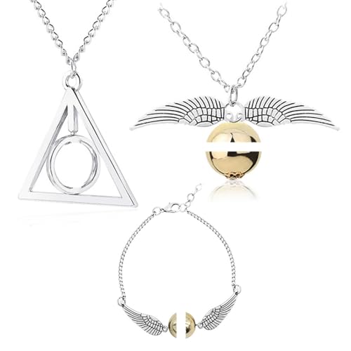 YouU 23 Stück Goldenem Anhänger Engelsflügel Halskette Armband Heiligtümer des Todes Halskette Harry Aufkleber Set für Fans Cosplay Modeschmuck YouU 23 Stück Goldenem Anhänger Engelsflügel Halskette Armband Heiligtümer des Todes Halskette Harry Aufkleber Set für Fans Cosplay Modeschmuck von YouU
