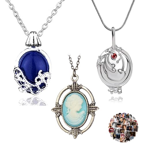 YouU 23 Stück The Vampire Diaries Schmuck Aufkleber Set Daywalking Katherine Saphir Kristall Halsketten Elena Gilbert Eröffnung Eisenkraut Medaillon Anhänger Bronzekopf Stein Halskette von YouU