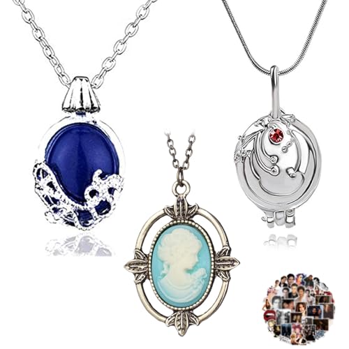 YouU The Vampire Diar.s Schmuck Aufkleber Set Daywalking Katherine Saphir Kristall Halsketten Elena Gilbert Eröffnung Eisenkraut Medaillon Anhänger Bronzekopf Stein Halskette Gesamt 23 Stück von YouU