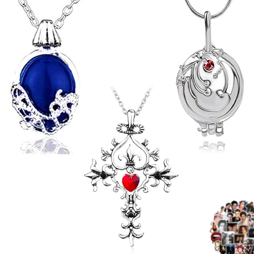 YouU The Vampire Diar.s Daywalking Katherine Saphir Kristall Halsketten Elena Gilbert Öffnung Eisenkraut Medaillon Anhänger Damon Stefan Finger Ringe mit Aufkleber Set 23 Stück von YouU