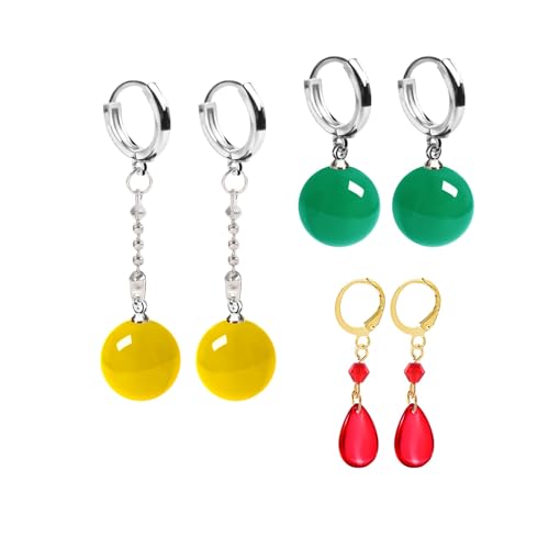 YouU 3 Paar Dragon B Cosplay Schmuck Son Goku Aufkleber Tropfenohrringe 20 Anime Aufkleber für Männer & Frauen Gelb/Dunkelgrün Insgesamt 23 Stück von YouU