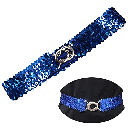 YouU Damen Frauen Elastic Stretch Schnalle Stil Paillettenbesatz Taille Band Gürtel Mode Taille Damen Gürtel Persönlichkeit Metallic Kleid Kleid Gürtel Elastischer Gürtel (Blau) von YouU