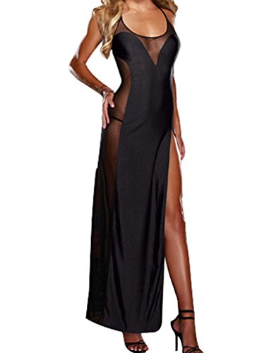 YouYaYaZ Damen (S-6XL) Nachtkleid Glatt Länge Große Größen Dessous(Schwarz,XL) von YouYaYaZ