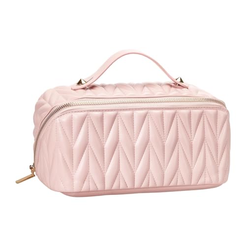 Youdefa -Make-Up-Tasche Aus Leder, Große Kapazität, Kulturbeutel-Organizer für Damen mit Wasserdichter Innentasche, Einfach zu Verwenden, Rosa Youdefa -Make-Up-Tasche Aus Leder, Große Kapazität, Kulturbeutel-Organizer für Damen mit Wasserdichter Innentasche, Einfach zu Verwenden, Rosa von Youdefa