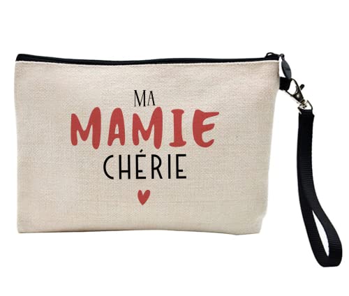 Federmäppchen für Stifte und Make-up – Leinen – Geschenk zum Muttertag – Beste Mamie Chérie – ref4615 – Frankreich von Youdesign FR