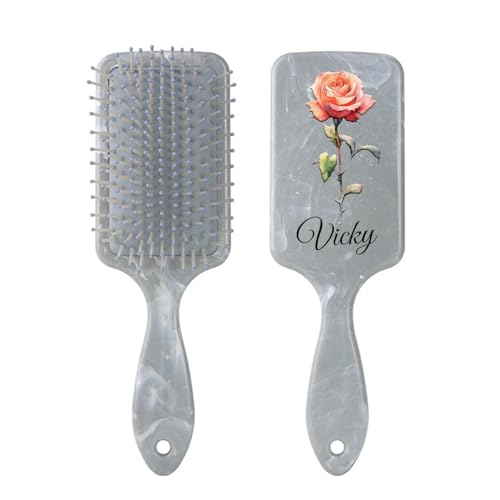 Personalisierte Haarbürste für Frauen, individueller Name und Geburt, Blumen-Haarbürste für Mutter, Oma, Freunde, Schwester (Grau) Personalisierte Haarbürste für Frauen, individueller Name und Geburt, Blumen-Haarbürste für Mutter, Oma, Freunde, Schwester (Grau) von Youdian