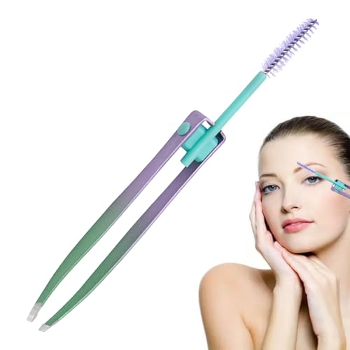 Youding Haarentfernung Pinzetten, Augenbrauen -Pinzetten mit Pinsel - 2 in 1 Edelstahl -Augenbrauenclip mit Pinsel,Doppel -Augenliderpinsel, falscher Wimpern Applikator, eingewachsene Haarentfernung von Youding