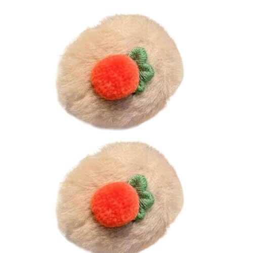 Youding Plüsch-Haarspange, süße Haarspangen,2X Haarklammern | Cartoon-Frucht-Haar-Accessoires, runde pelzige Krallen-Haarspange für Erwachsene, Kinder, Frauen, Mädchen von Youding